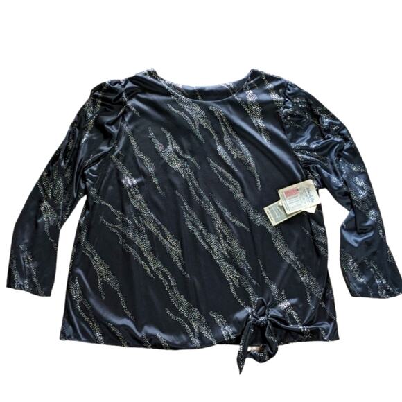 Vintage Distinctly Different women's top black silver size 20W NWT - Picture 1 of 9